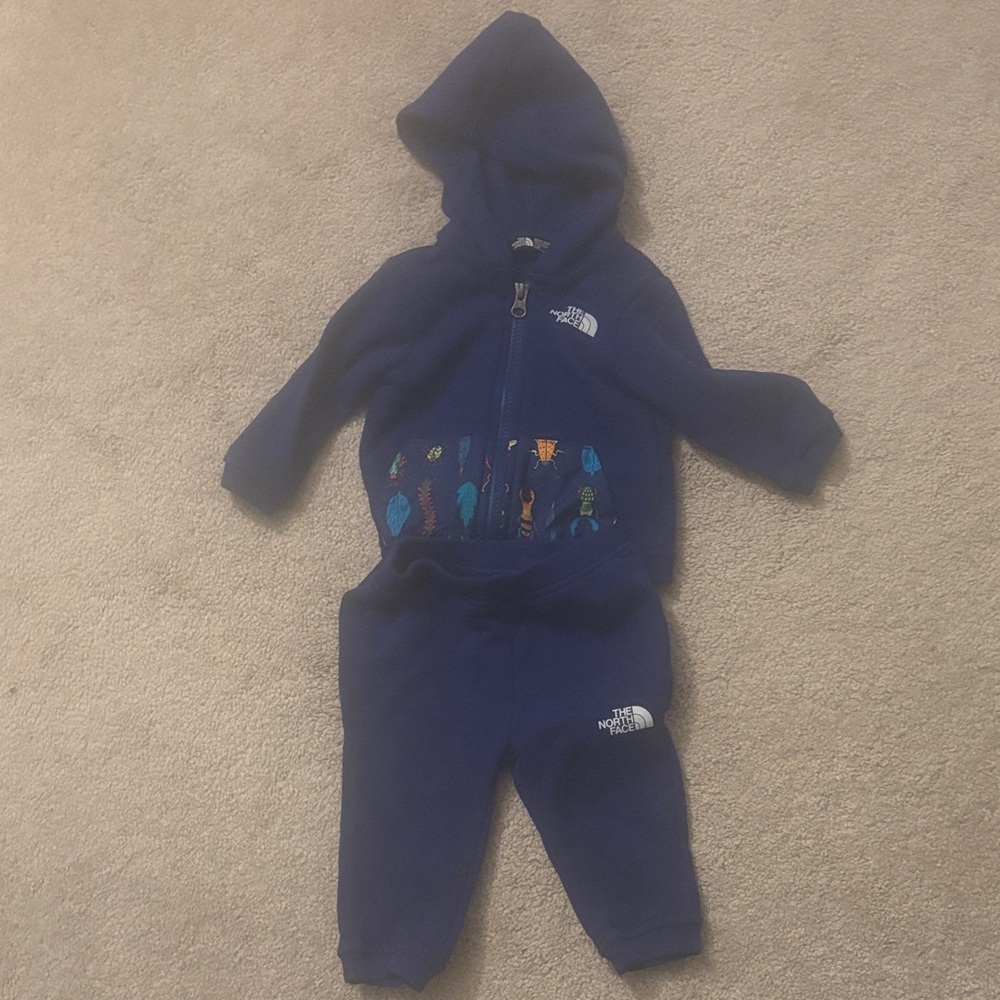 The North Face Blue Baby Hoodie and Pants Set